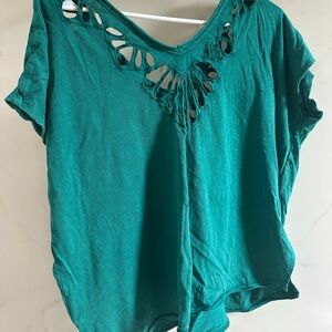 Teal Cutout Women’s Top